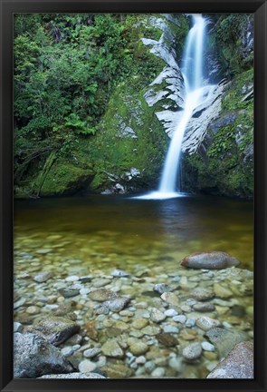 Framed Dorothy Falls, Lake Kaniere, South Island, New Zealand Print