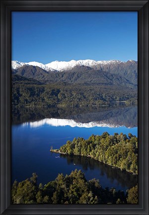 Framed Kayakers, Lake Mapourika, South Island, New Zealand Print