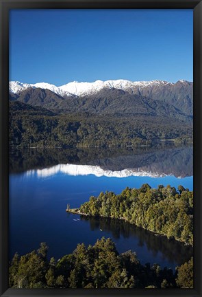 Framed Kayakers, Lake Mapourika, South Island, New Zealand Print
