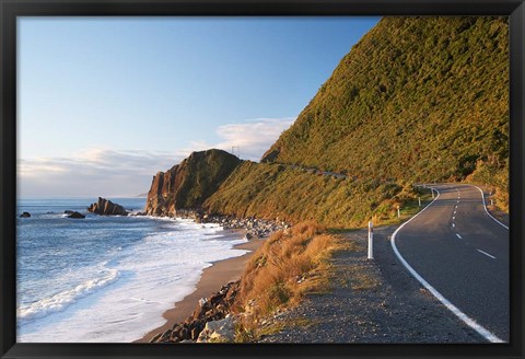 Framed Road at Seventeen Mile Bluff, South Island, New Zealand Print