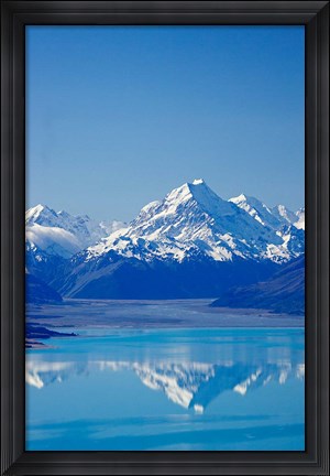 Framed Aoraki, Mt Cook and Lake Pukaki, South Canterbury, South Island, New Zealand Print