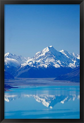 Framed Aoraki, Mt Cook and Lake Pukaki, South Canterbury, South Island, New Zealand Print