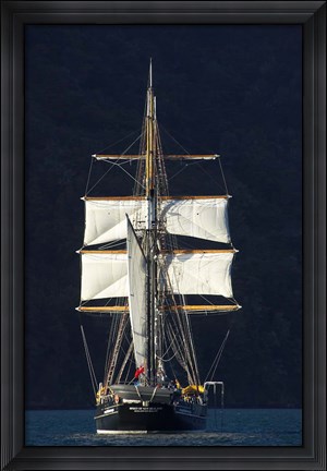 Framed Spirit of New Zealand Tall Ship, Marlborough Sounds, South Island, New Zealand Print