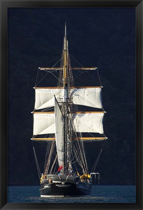 Framed Spirit of New Zealand Tall Ship, Marlborough Sounds, South Island, New Zealand Print