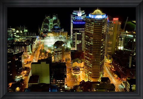 Framed Auckland CBD Viewed from Skytower, Auckland, North Island, New Zealand Print