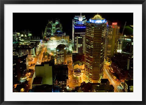 Framed Auckland CBD Viewed from Skytower, Auckland, North Island, New Zealand Print