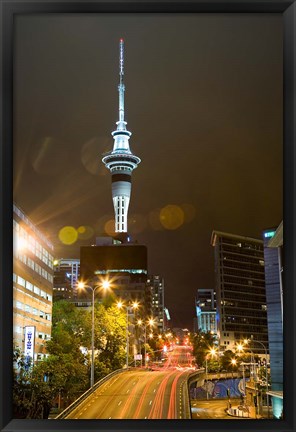 Framed Skytower, Hobson St, Auckland, North Island, New Zealand Print