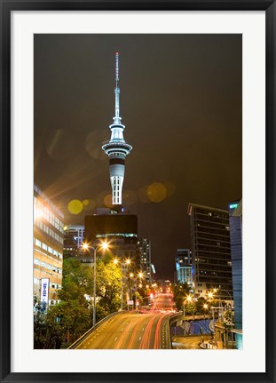 Framed Skytower, Hobson St, Auckland, North Island, New Zealand Print