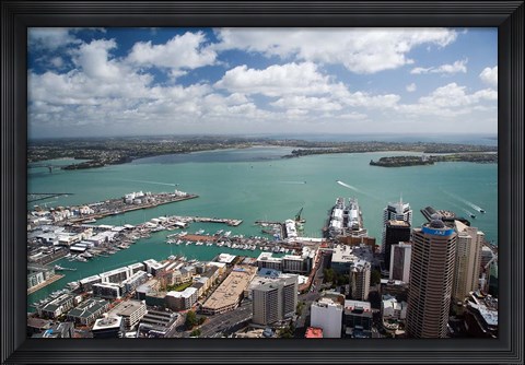 Framed View of Waitemata Harbor from Skytower, Auckland, North Island, New Zealand Print