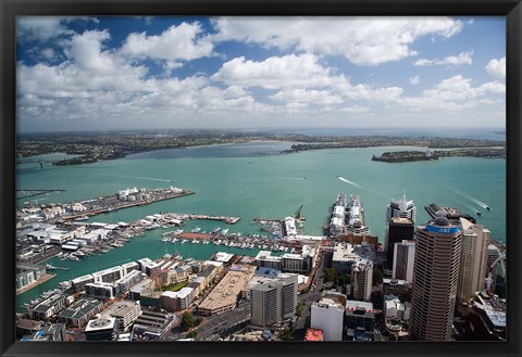 Framed View of Waitemata Harbor from Skytower, Auckland, North Island, New Zealand Print