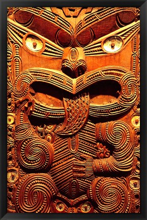 Framed Historic Maori Carving, Otago Museum, New Zealand Print