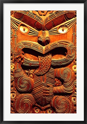 Framed Historic Maori Carving, Otago Museum, New Zealand Print