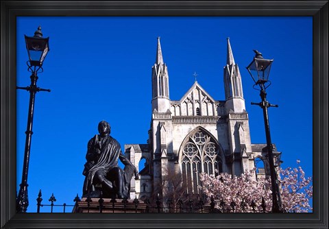 Framed St Pauls Cathedral and Robert Burns Statue, Octagon, Dunedin, New Zealand Print