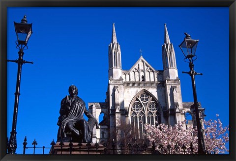 Framed St Pauls Cathedral and Robert Burns Statue, Octagon, Dunedin, New Zealand Print