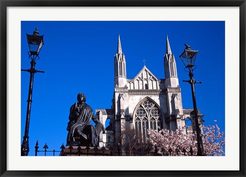 Framed St Pauls Cathedral and Robert Burns Statue, Octagon, Dunedin, New Zealand Print