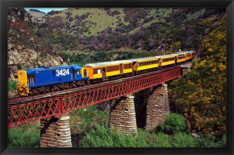 Framed Taieri Gorge Train, near Dunedin, Otago, New Zealand Print