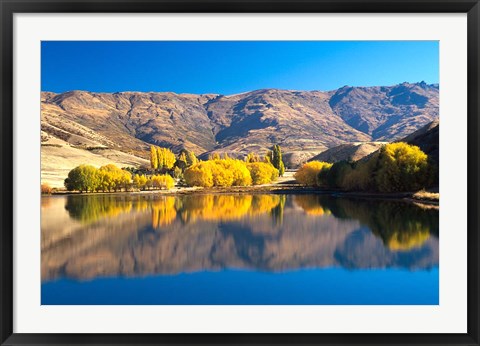 Framed Pisa Range and Lowburn Inlet, Lake Dunstan near Cromwell, Central Otago Print