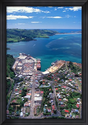 Framed Port Chalmers and Otago Harbor, Dunedin, New Zealand Print