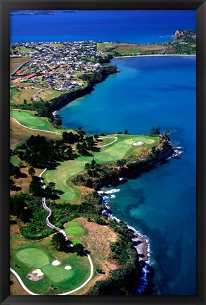 Framed Rakauananga Point and Okoromai Bay, Whangaparaoa Peninsula, North Auckland, New Zealand Print