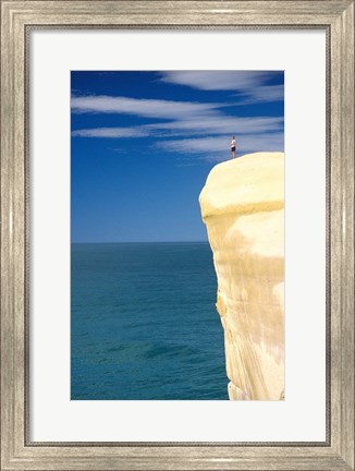 Framed Person on Cliff Top, Tunnel Beach, Dunedin, New Zealand Print