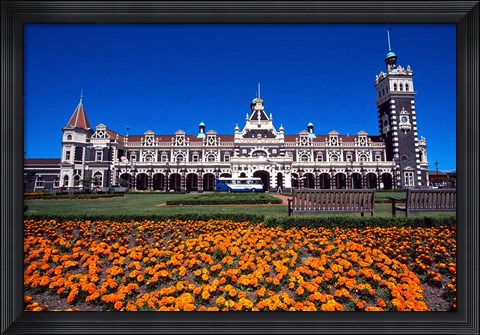 Framed Historic Railway Station, Dunedin, New Zealand Print