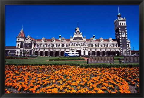 Framed Historic Railway Station, Dunedin, New Zealand Print