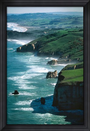 Framed Dunedin Coast near Tunnel Beach, New Zealand Print