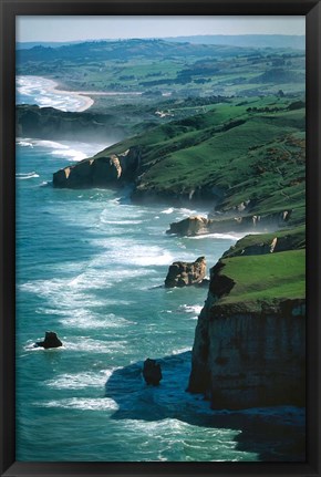 Framed Dunedin Coast near Tunnel Beach, New Zealand Print