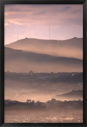 Framed Early Morning over Dunedin and Otago Peninsula, New Zealand Print