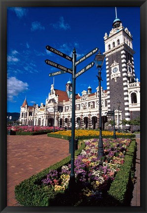 Framed Historic Railway Station building, Dunedin, New Zealand Print