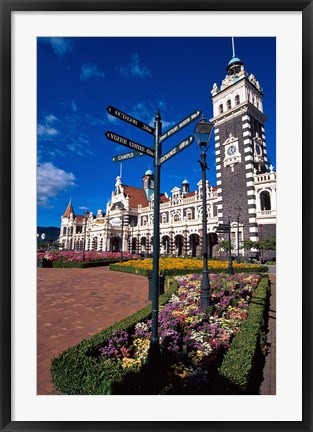 Framed Historic Railway Station building, Dunedin, New Zealand Print