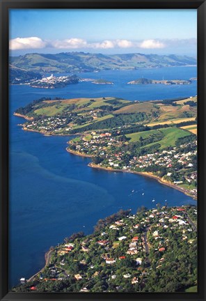 Framed Macandrew Bay, Otago Harbor, Dunedin, New Zealand Print