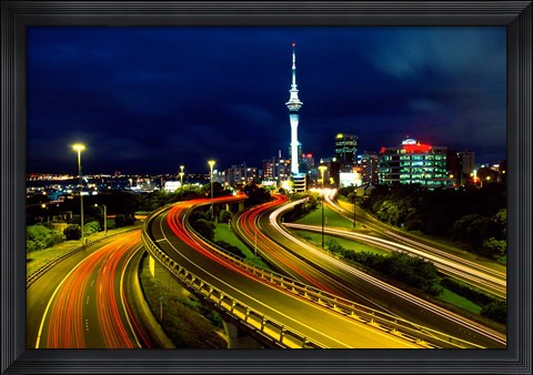 Framed Motorways and Skytower, Auckland Print