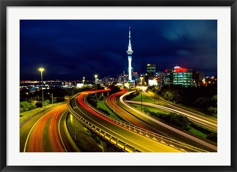 Framed Motorways and Skytower, Auckland Print