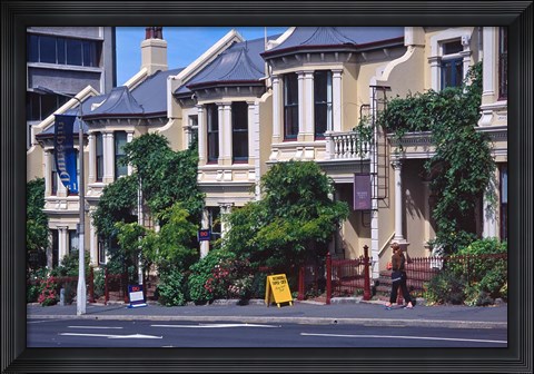 Framed Historic Terrace Houses, Stuart Street, Dunedin, New Zealand Print