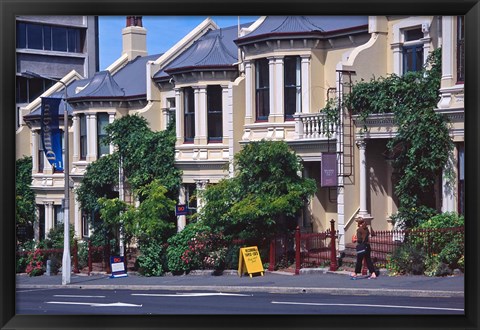 Framed Historic Terrace Houses, Stuart Street, Dunedin, New Zealand Print