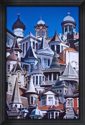 Framed Turret Town, Montage of Turrets from Dunedin&#39;s Historical Buildings, New Zealand Print