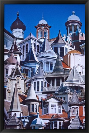 Framed Turret Town, Montage of Turrets from Dunedin&#39;s Historical Buildings, New Zealand Print