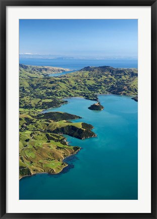 Framed Akaroa Harbor, Canterbury, South Island, New Zealand Print