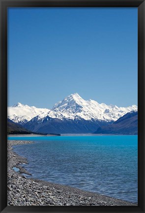 Framed Aoraki Mt Cook and Lake Pukaki, South Island, New Zealand Print