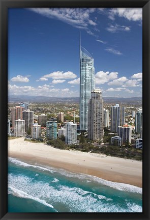 Framed Australia, Queensland, Gold Coast, City skyline Print