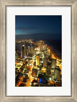Framed Australia, Queensland, Surfers Paradise, City Skyline Print