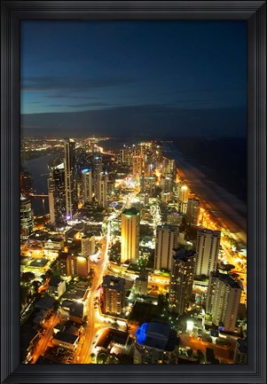Framed Australia, Queensland, Surfers Paradise, City Skyline Print