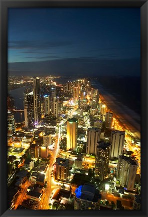 Framed Australia, Queensland, Surfers Paradise, City Skyline Print