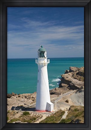 Framed Castle Point Lighthouse, North Island, New Zealand Print
