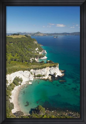 Framed Coastline, Cathedral Cove, North Island, New Zealand Print