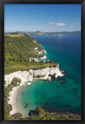 Framed Coastline, Cathedral Cove, North Island, New Zealand Print