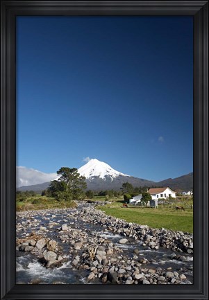 Framed Farm, Waiwhakaiho River, North Island, New Zealand Print