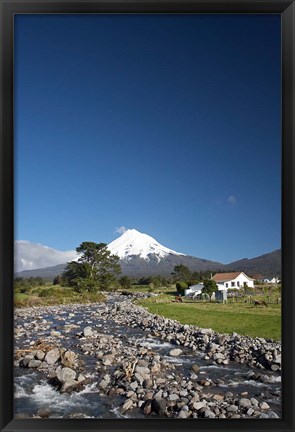 Framed Farm, Waiwhakaiho River, North Island, New Zealand Print