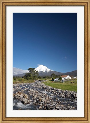 Framed Farm, Waiwhakaiho River, North Island, New Zealand Print